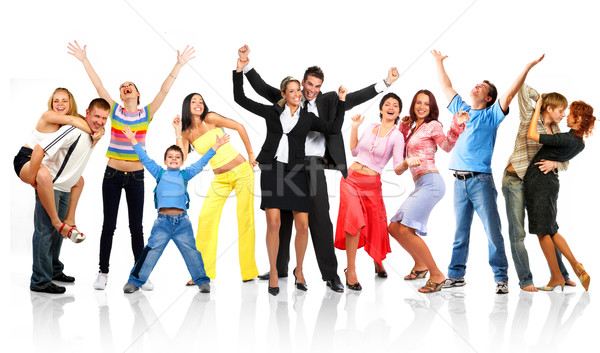 Szczęśliwych ludzi szczęśliwy funny ludzi odizolowany biały Zdjęcia stock © Kurhan