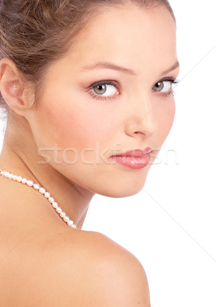 Beautiful stunning young woman. Over white background Stock photo © Kurhan