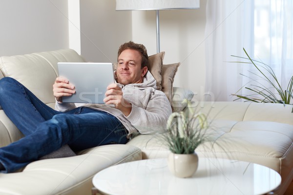 Stock photo: Man with tablet computer