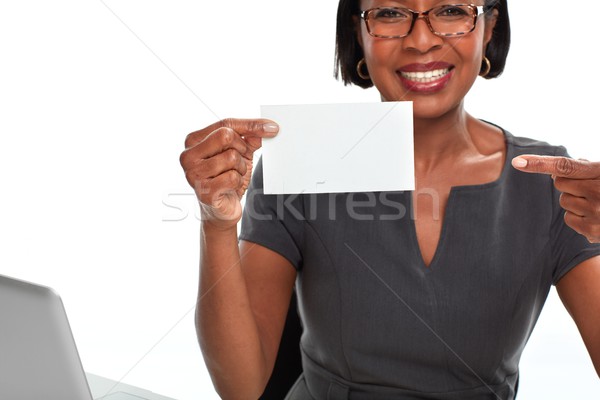 üzletasszony kártya afro amerikai papír izolált Stock fotó © Kurhan