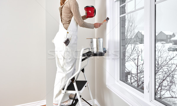 Woman painting wall Stock photo © Kurhan