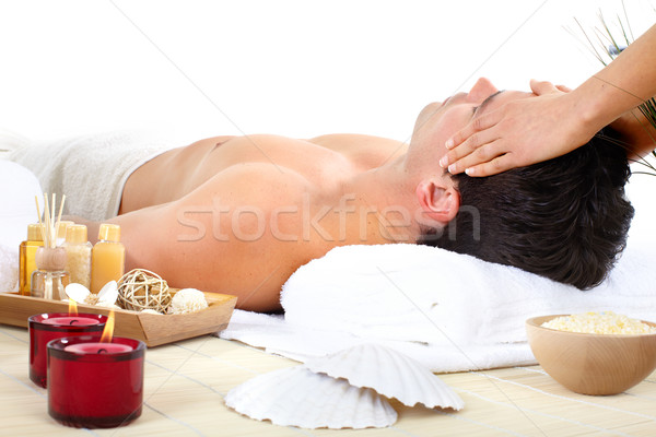 溫泉 按摩 年輕人 身體 放鬆 背面 商業照片 © Kurhan