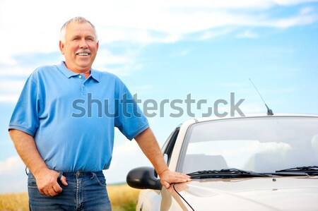 Idős férfi mosolyog boldog új autó autó Stock fotó © Kurhan