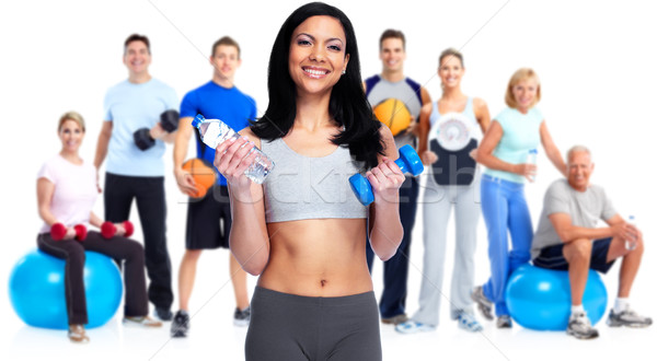 Healthy woman with dumbbell. Stock photo © Kurhan