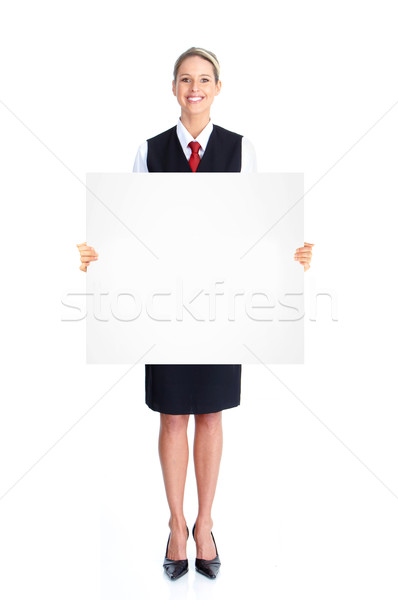 Kellnerin lächelnd Frau Plakat isoliert weiß Stock foto © Kurhan
