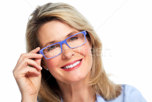 Beautiful senior woman wearing eyeglasses. Stock photo © Kurhan