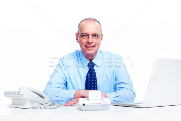 会計士 ビジネスマン 孤立した 白 男 作業 ストックフォト © Kurhan