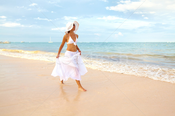 Happy woman on Punta Cana beach. Stock photo © Kurhan