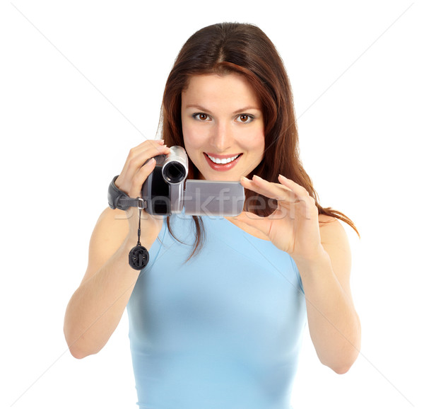 woman with camcorder Stock photo © Kurhan