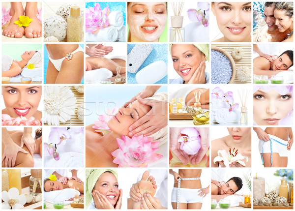 Spa massage collage belle jeune femme corps Photo stock © Kurhan