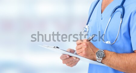 Stock foto: Hände · medizinischen · Arzt · Frau · Zwischenablage · Hintergrund