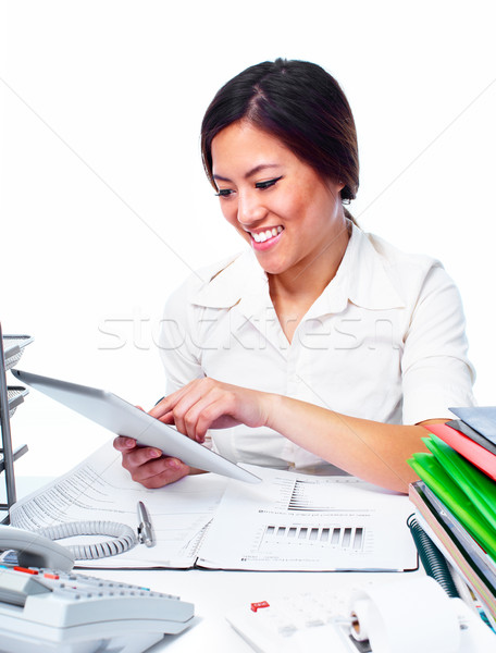 Jonge zakenvrouw moderne kantoor computer Stockfoto © Kurhan