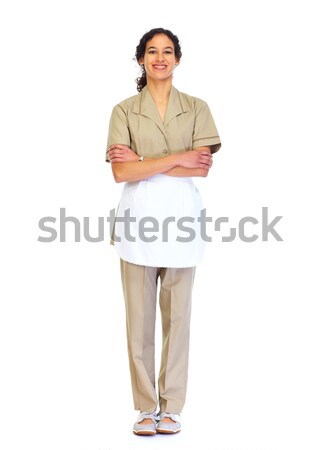 Housemaid woman isolated white background. Stock photo © Kurhan