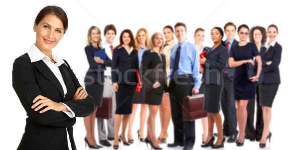Oameni de afaceri grup izolat alb femeie zâmbet Imagine de stoc © Kurhan