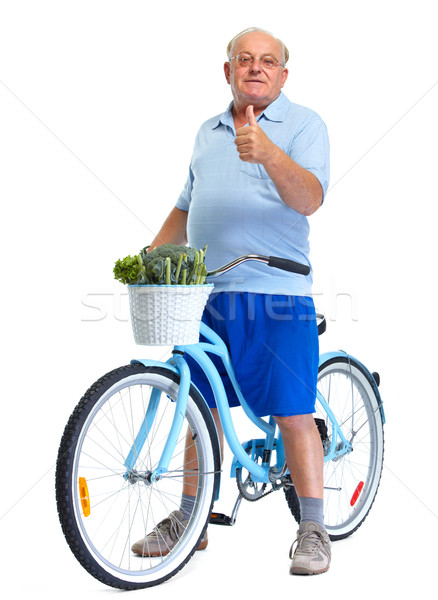 Ouderen man fiets groenten gezondheid sport Stockfoto © Kurhan