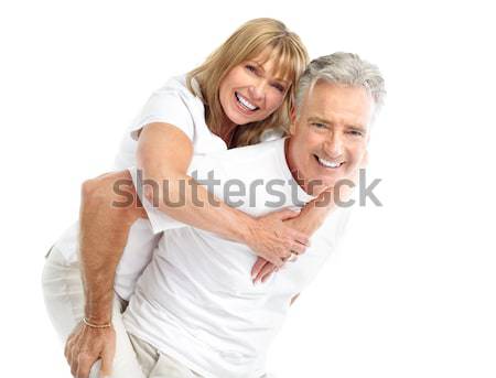 Idősek pár boldog szeretet egészséges fogak Stock fotó © Kurhan