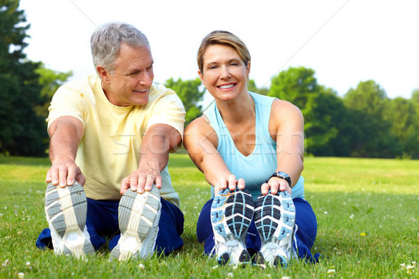 Stock foto: Senioren · Fitness · glücklich · ältere · Paar