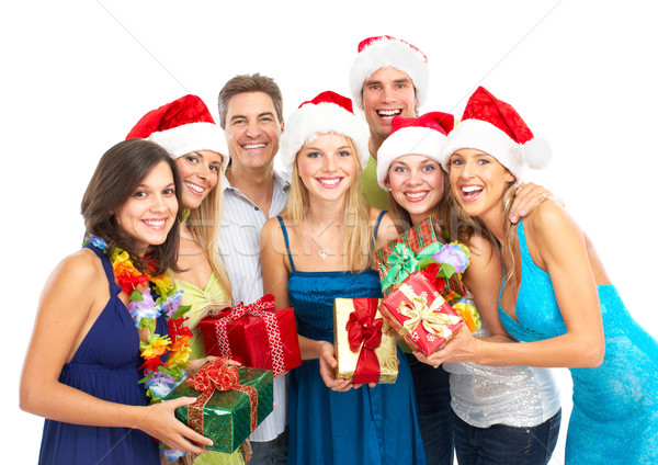 Oameni fericiţi fericit amuzant oameni Crăciun petrecere Imagine de stoc © Kurhan