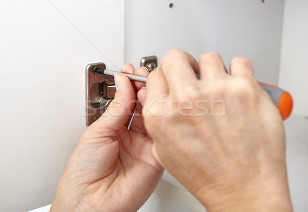 двери зависеть установка рук отвертка Сток-фото © Kurhan