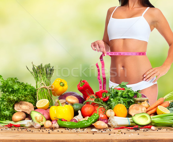 Foto stock: Mulher · cintura · comida · abdômen