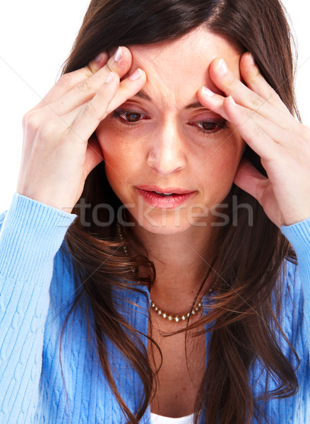 Mal di testa stress isolato bianco donna Foto d'archivio © Kurhan
