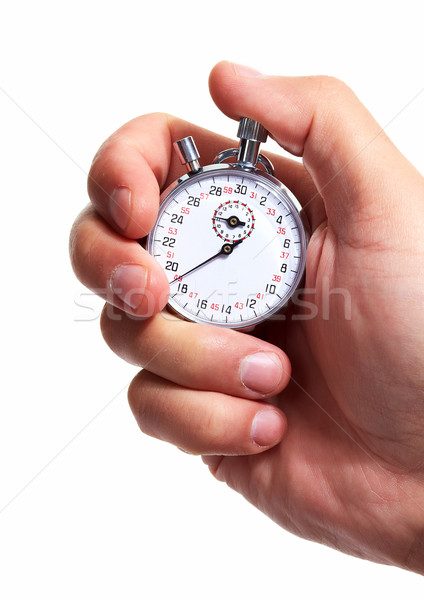 Stockfoto: Hand · stopwatch · geïsoleerd · witte · tijd · horloge