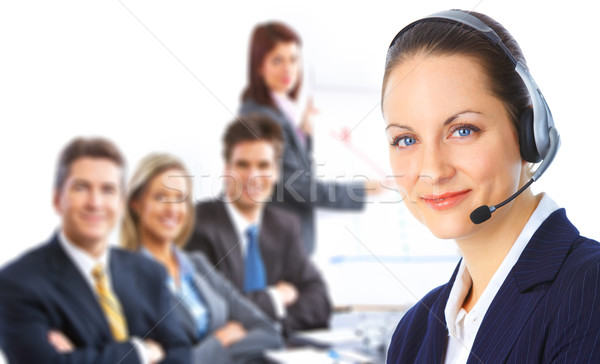 Call center operatora zestawu zespół firmy działalności kobieta Zdjęcia stock © Kurhan