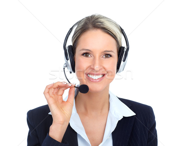 Call Center Betreiber schönen Headset isoliert weiß Stock foto © Kurhan