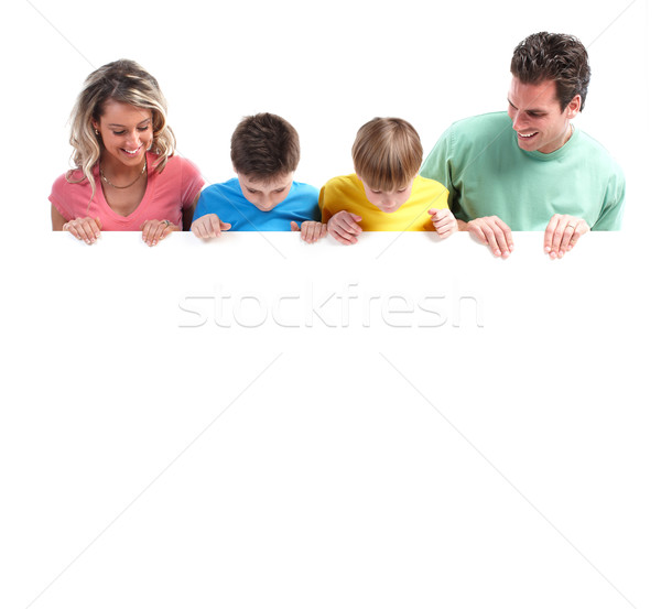 [[stock_photo]]: Famille · heureuse · bannière · blanche · femme · enfants · amour
