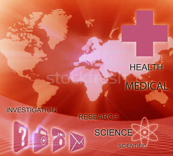 Gezondheidszorg banner kaart gezondheidszorg globale wetenschappelijk onderzoek Stockfoto © Kurhan