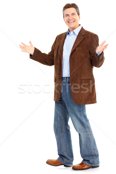 Foto stock: Homem · homem · bonito · sorridente · isolado · branco · sorrir