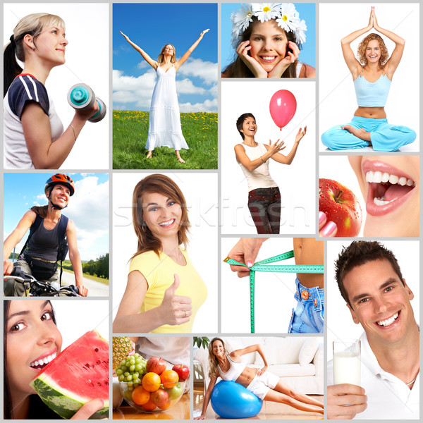 Egészséges életmód emberek diéta egészséges táplálkozás gyümölcsök Stock fotó © Kurhan