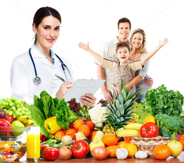 Medic nutritionist familie legume dieta sanatoasa nutritie Imagine de stoc © Kurhan