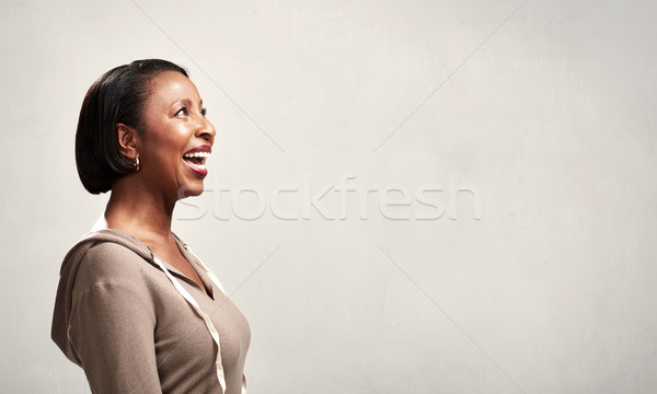 Stock photo: Happy black woman face profile