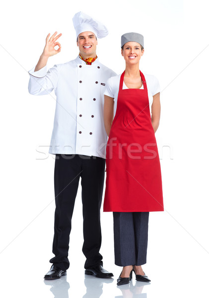 Chefs chef man vrouw geïsoleerd witte Stockfoto © Kurhan