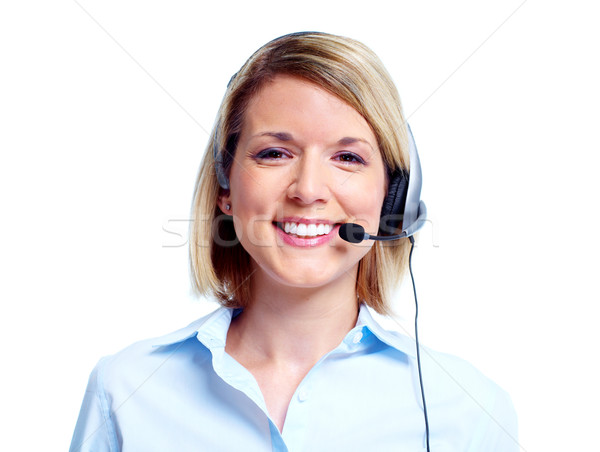 商業照片: 呼叫中心 · 操作者 · 年輕 · 商界女強人 · 耳機 · 孤立