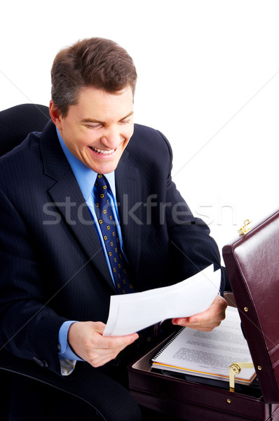 Glimlachend knap zakenman geïsoleerd witte papier Stockfoto © Kurhan