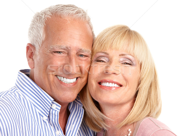 Stock fotó: Idősek · pár · boldog · szeretet · egészséges · fogak