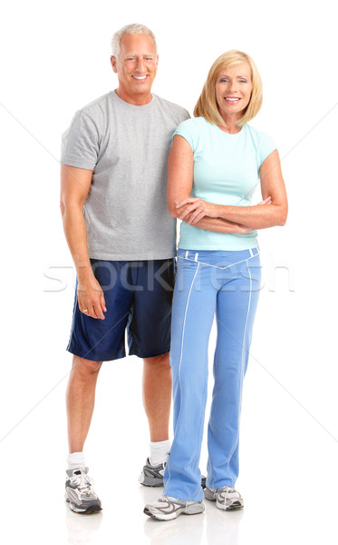 спортзал фитнес улыбаясь пожилого пару Сток-фото © Kurhan