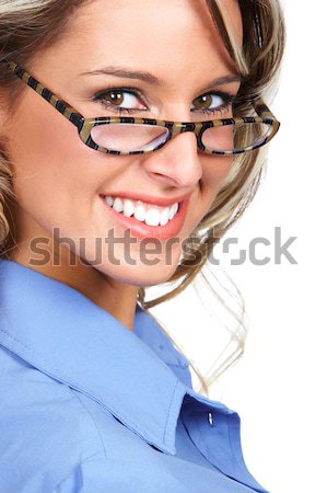 üzletasszony mosolyog izolált fehér nő iroda Stock fotó © Kurhan