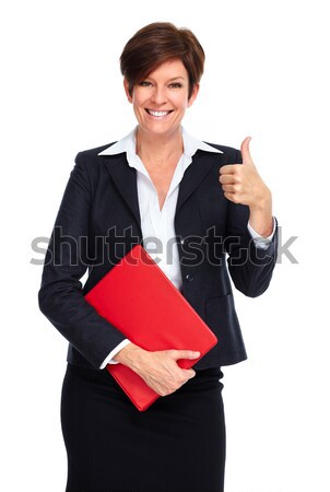 Zakenvrouw glimlachend geïsoleerd witte business vrouw Stockfoto © Kurhan
