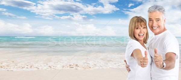 Stock foto: Glücklich · Strand · exotischen · Luxus · Resort
