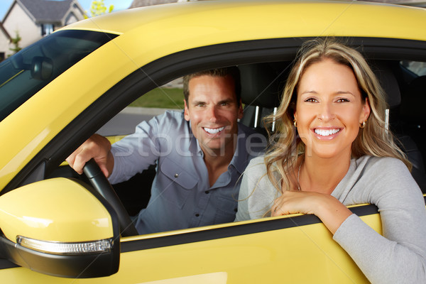 Vrouw auto bestuurder jonge mooie vrouw nieuwe Stockfoto © Kurhan