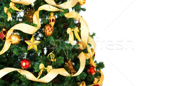 Stockfoto: Kerstboom · decoratie · witte · boom · partij · achtergrond