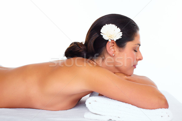 Mooie vrouw massage ontspanning gezondheid vrouw bloem Stockfoto © Kurhan