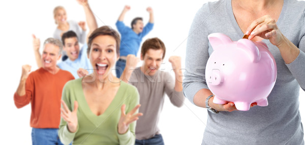 Woman hands with a piggy bank. Stock photo © Kurhan