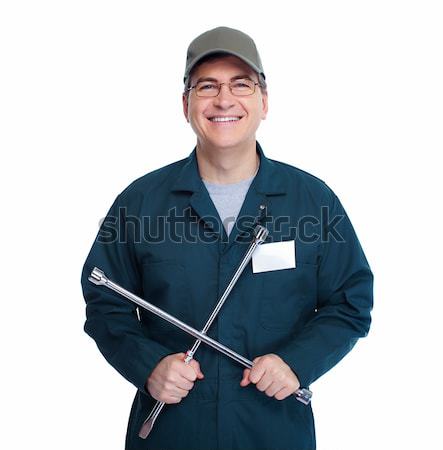 Plombier clé à molette souriant élégant homme travaux Photo stock © Kurhan