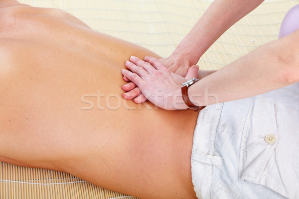 Foto stock: Hombre · atrás · masaje · médicos · salud