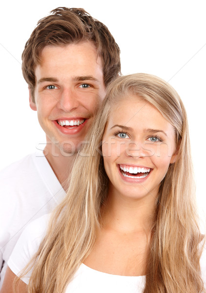 Liebe glücklich lächelnd Paar weiß Stock foto © Kurhan