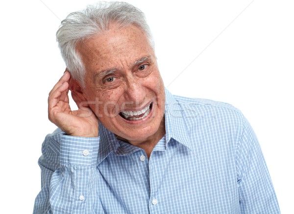 Gehörlose Senior Mann Alte halten Hand Stock foto © Kurhan